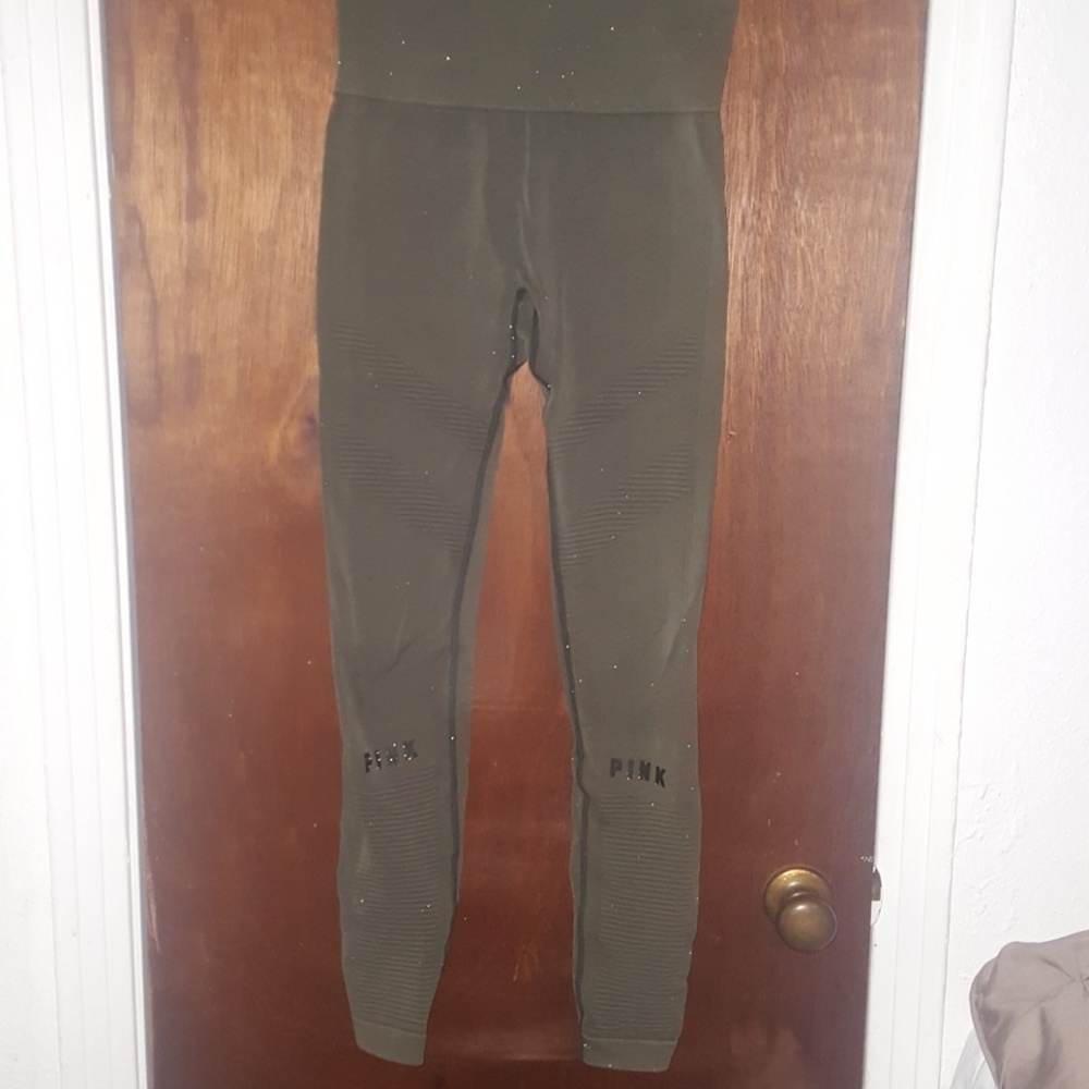 Victoria Secret Pink Olive Moto Leggings